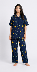 Linen Pajama Suit – Citrus Noir