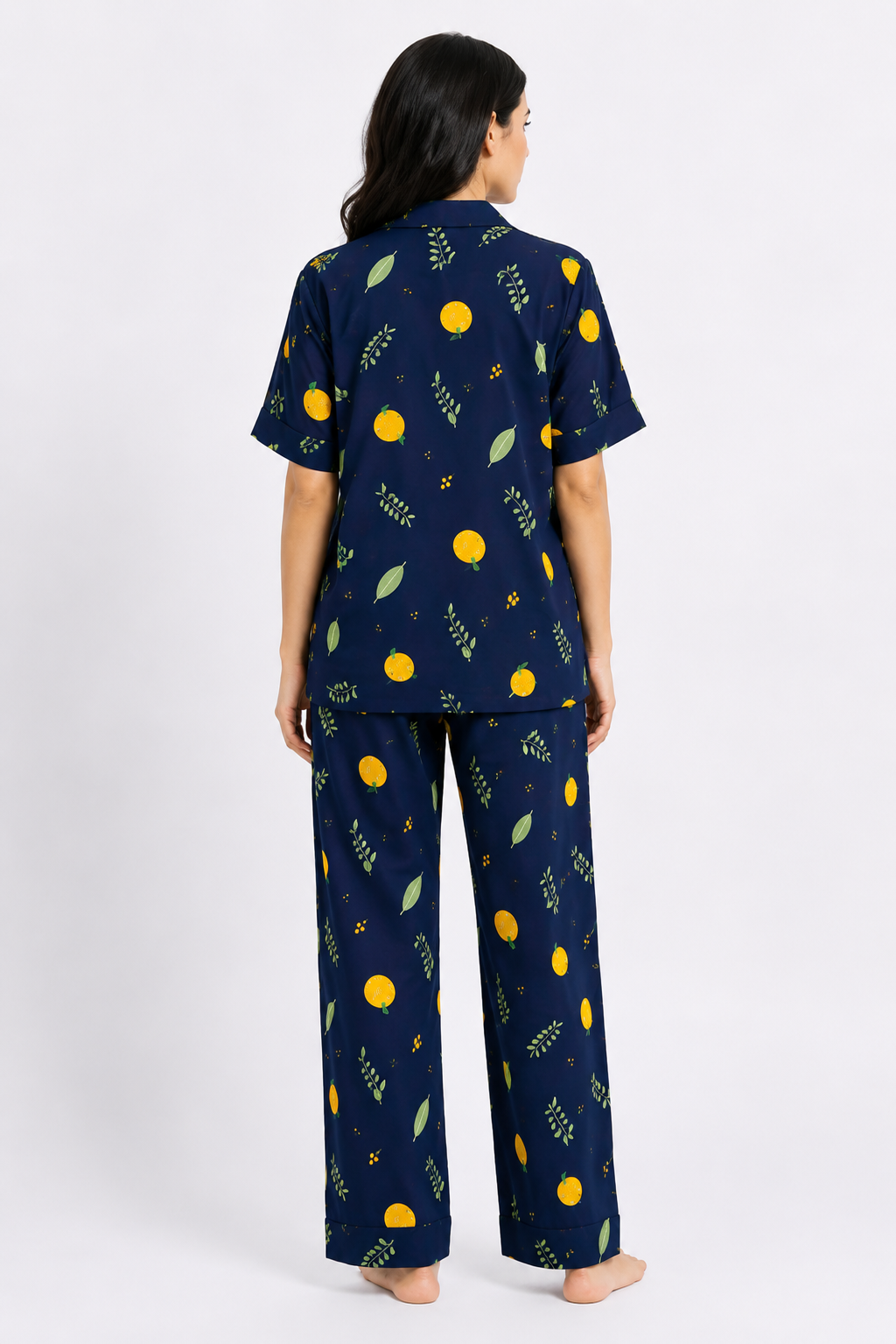 Linen Pajama Suit – Citrus Noir