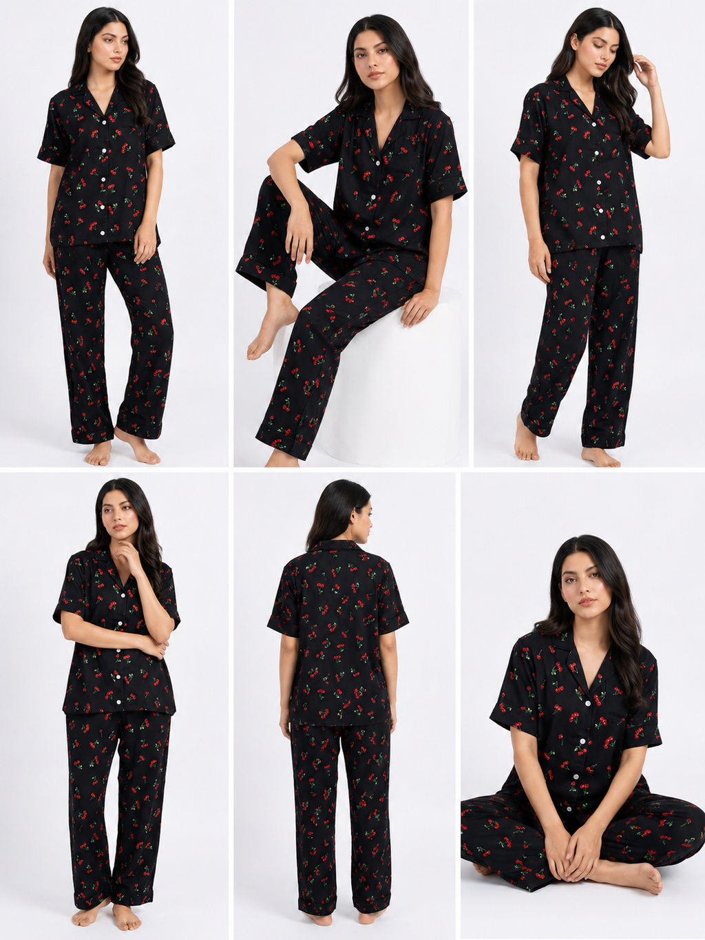 Linen Pajama Suit - Cherry Blossom