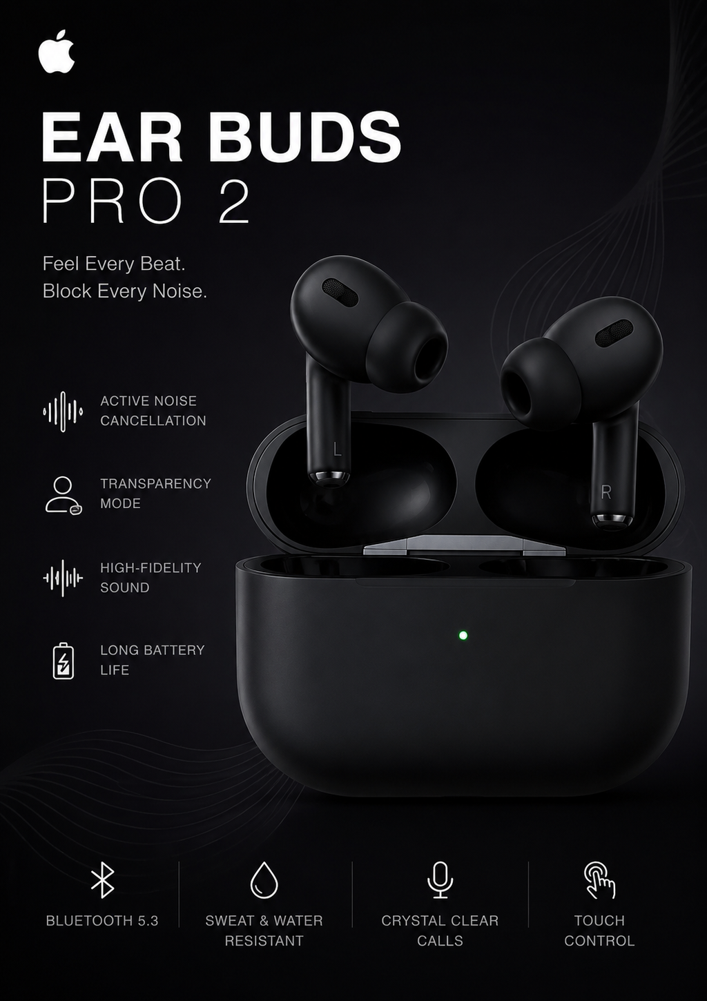 Black Ear buds Pro 2