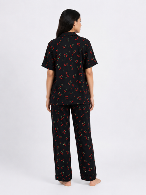 Linen Pajama Suit - Cherry Blossom