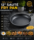 Teflon Coated 12” Sauté Fry Pan – Black/Gray
