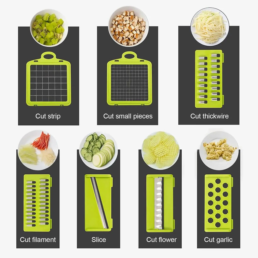 16-in-1 Vegetable Chopper Set, All-in-One Food Cutter with Slicer, Dicer, Grater, Egg Separator & Peeler for Kitchen Prep