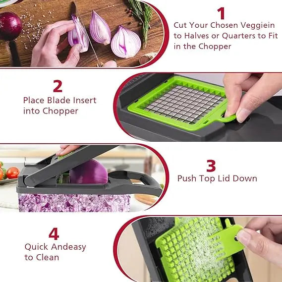 16-in-1 Vegetable Chopper Set, All-in-One Food Cutter with Slicer, Dicer, Grater, Egg Separator & Peeler for Kitchen Prep